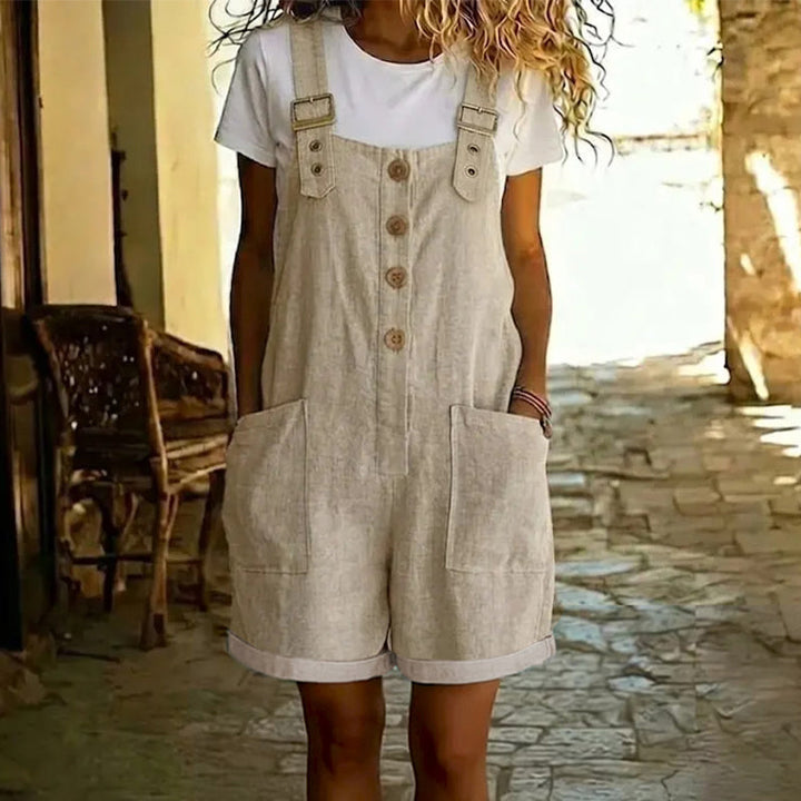 Straight-Leg Overalls with Adjustable Buckle Straps and Button Front, Large Pockets
