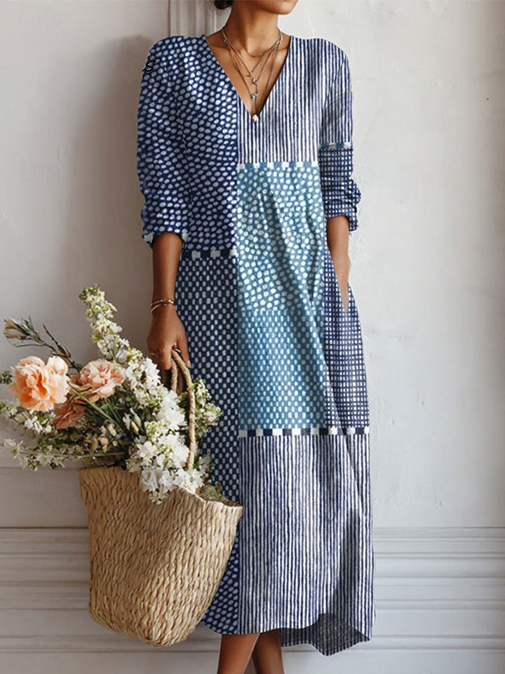 Organic Cotton Dress with Relaxed Fit and Side Pockets, Breathable Wrinkle-Resistant